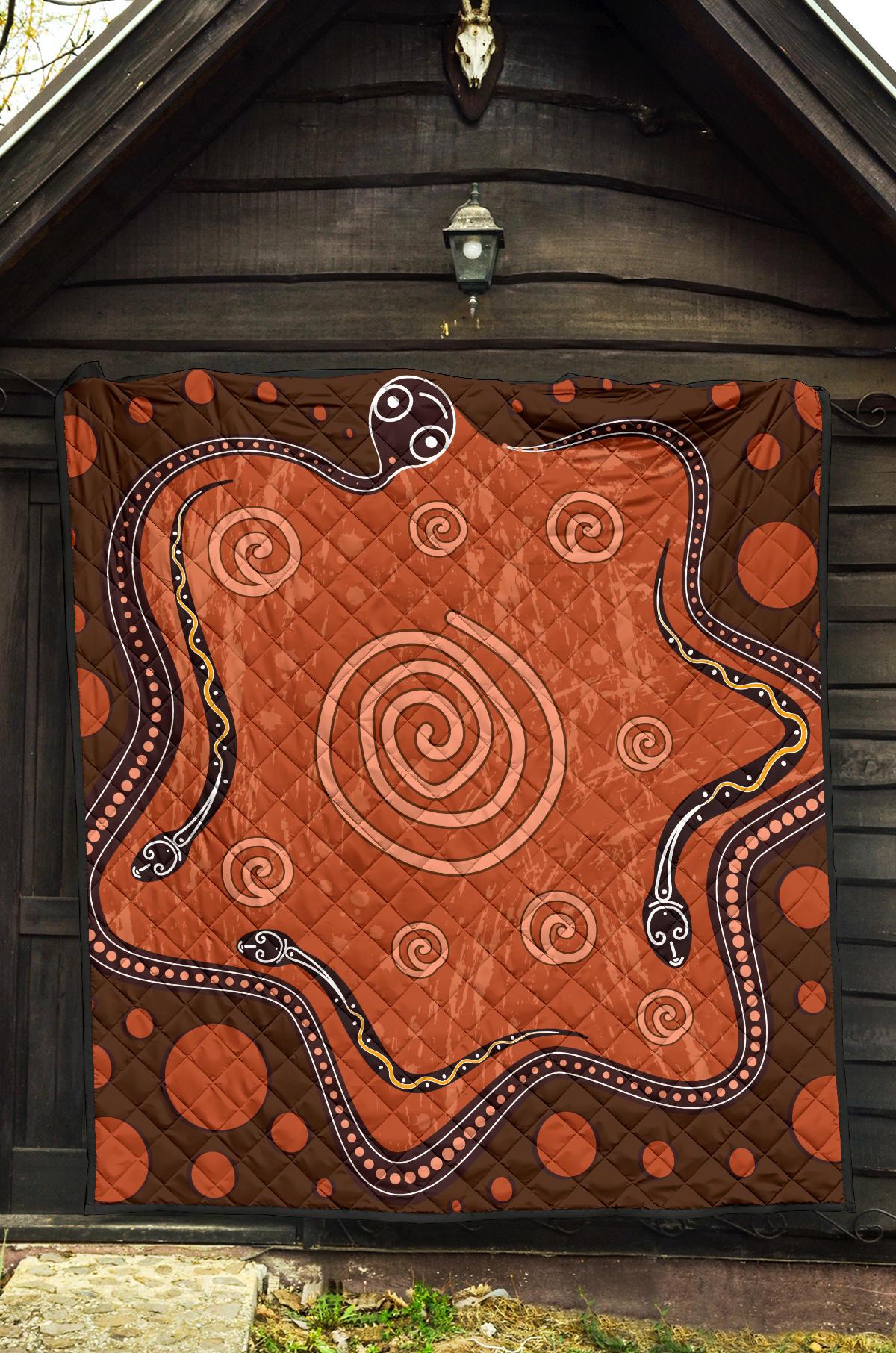 Aboriginal Premium Quilt - Australia Snake Aboriginal