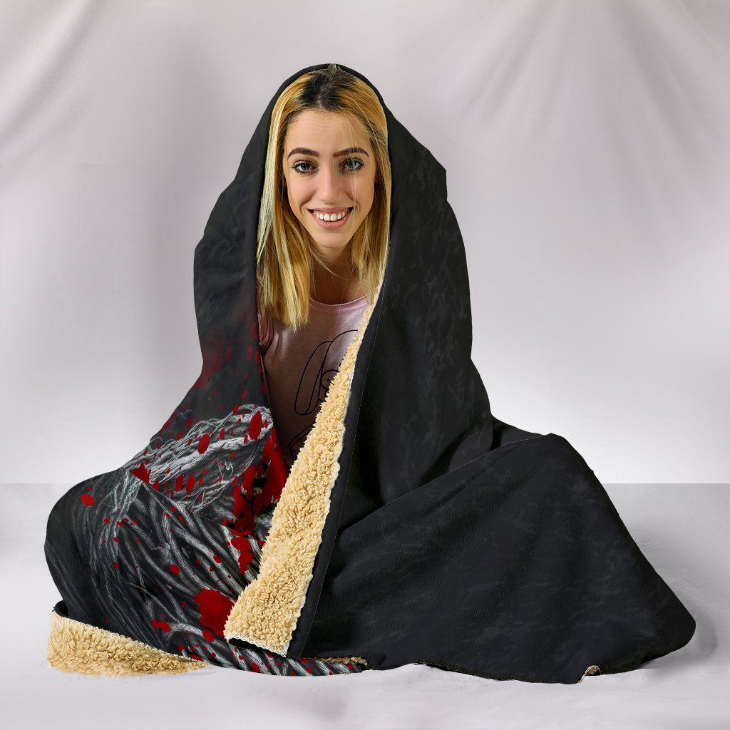 Viking Hooded Blanket Fenrir Blood