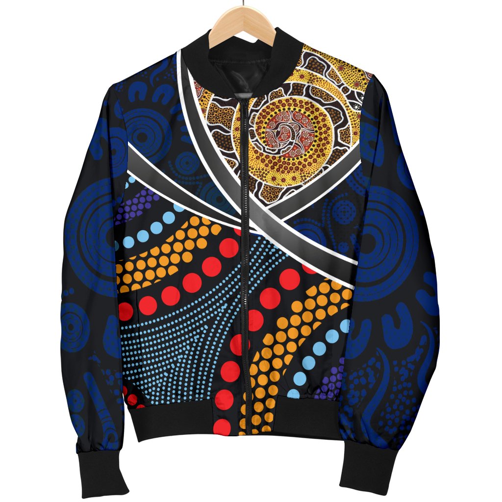 Aboriginal Bomber Jacket - Aboriginal Dot Panting Art With Snake