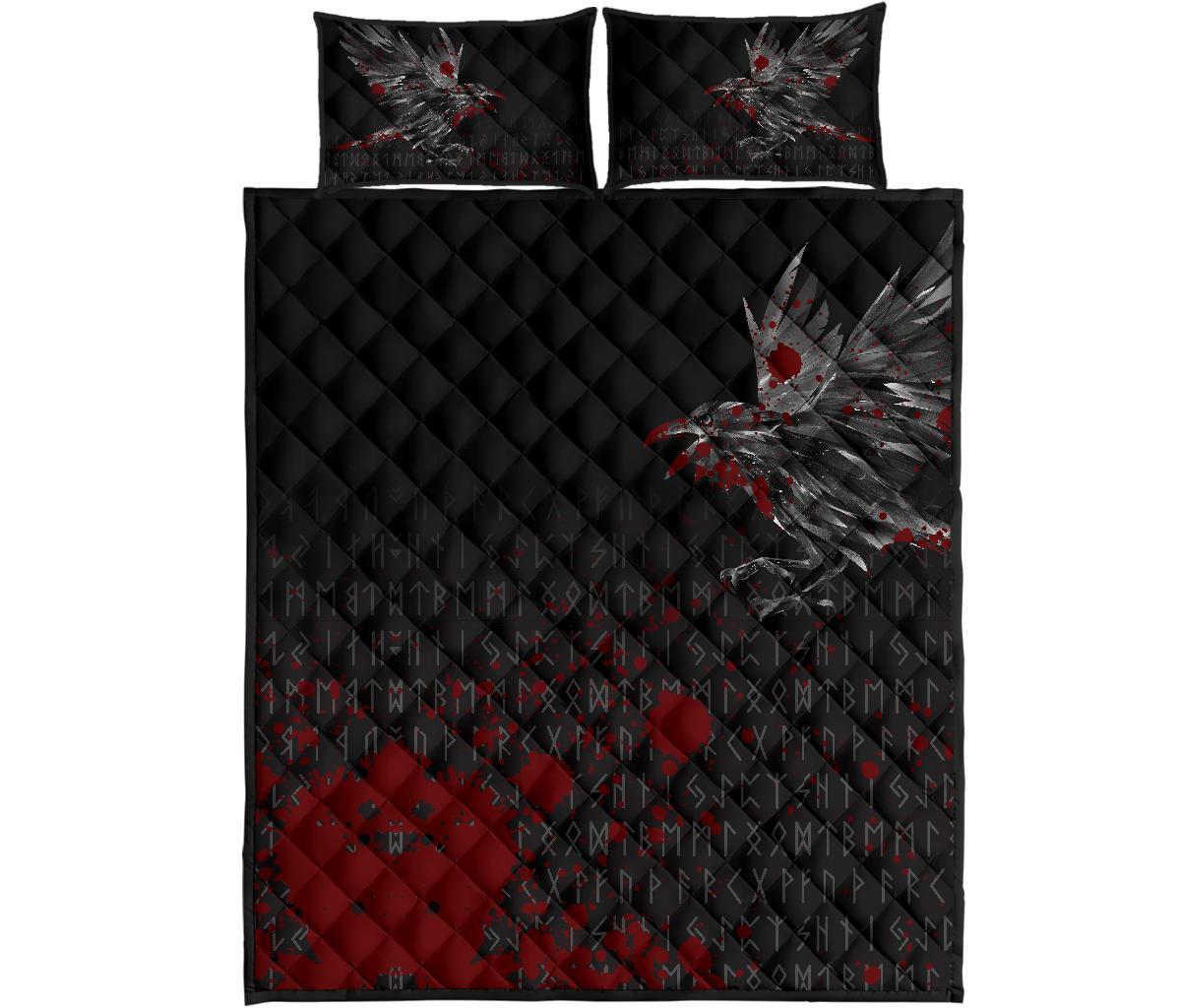 Viking Quilt Bedding Set The Raven Of Odin Rune Blood