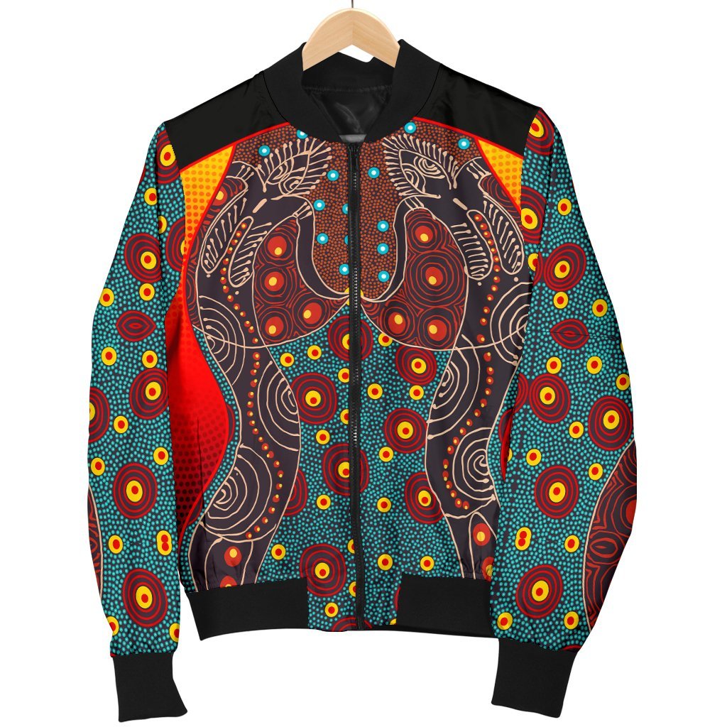 Men Bomber Jacket - Aboriginal Sublimation Dot Pattern Style (Red)