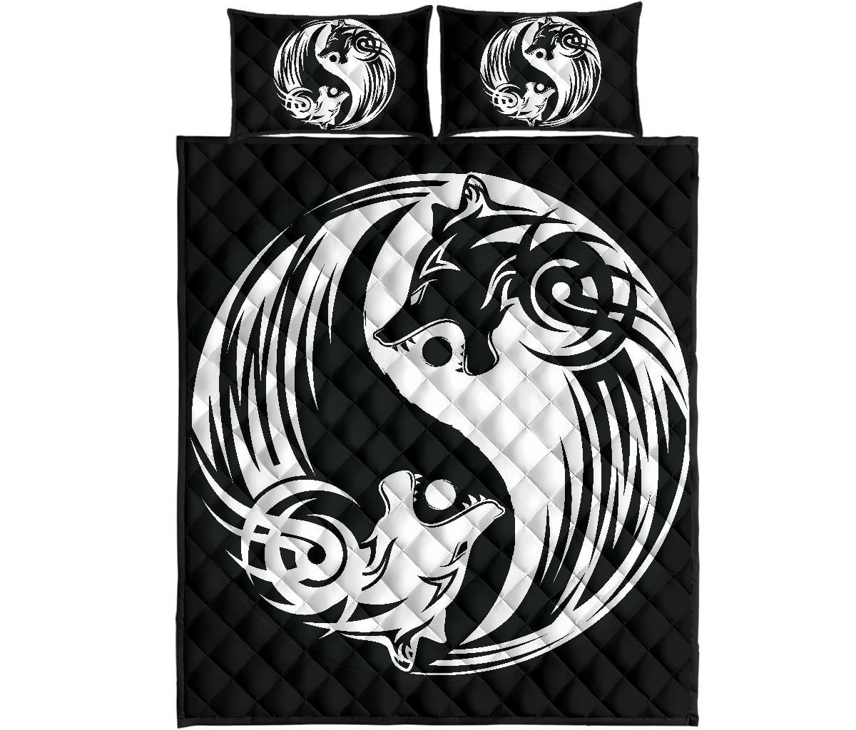 Viking Quilt Bedding Set Ying Yang Wolf