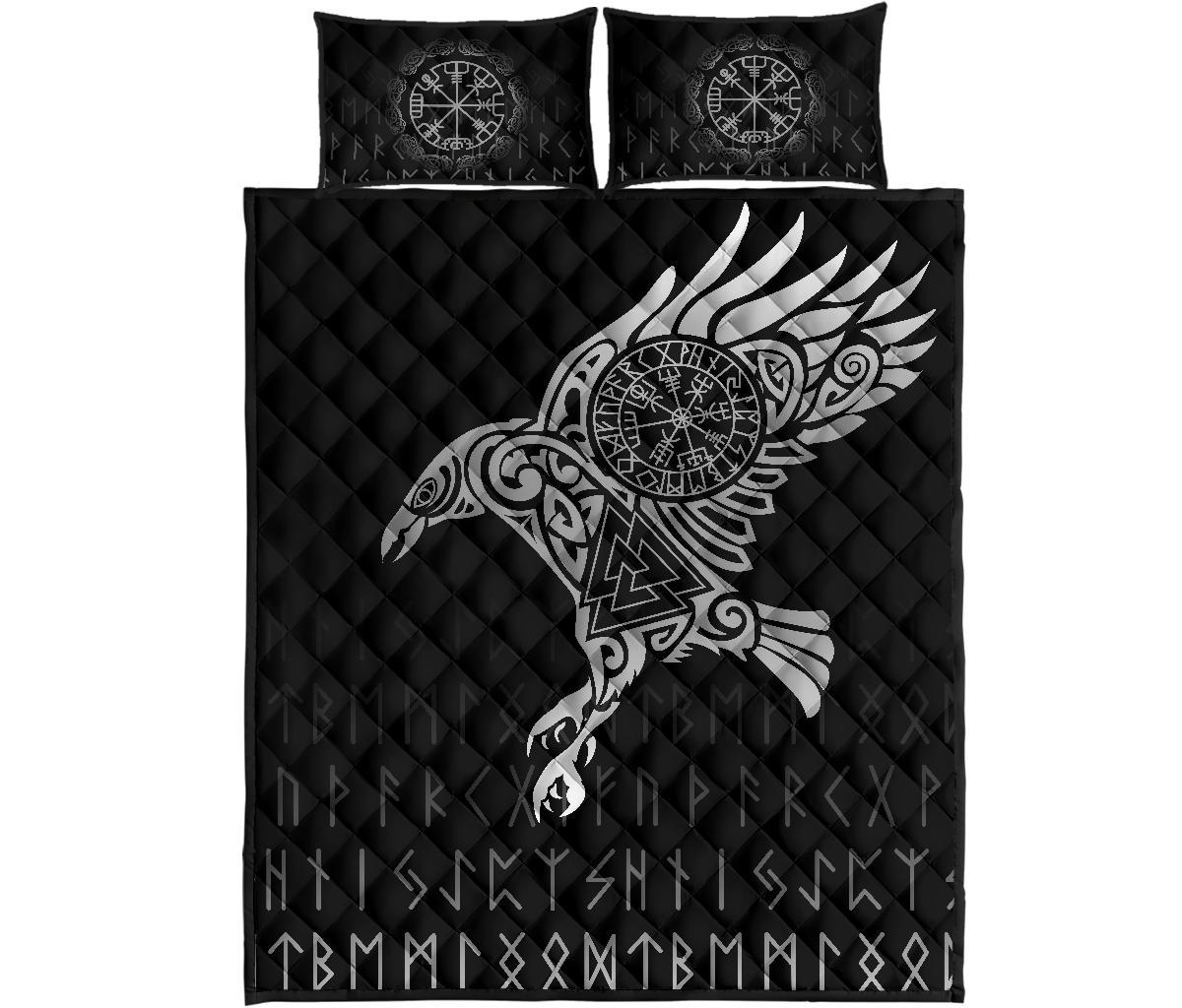 Viking Quilt Bedding Set Raven Tattoo