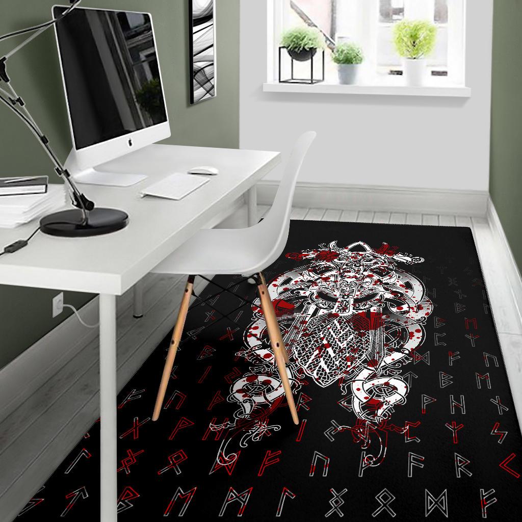 Viking Area Rug Tyr Tattoo Blood