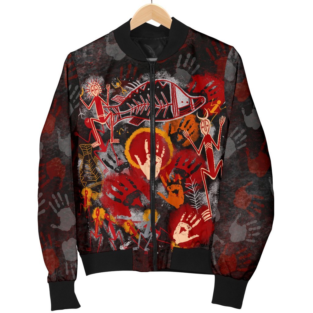 Aboriginal Bomber Jacket - Indigenous Fish Hand Art
