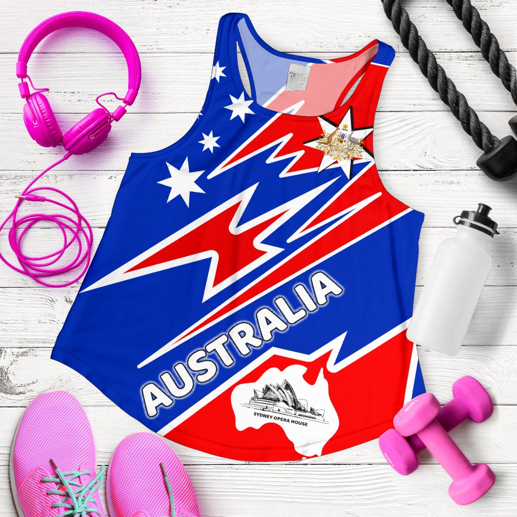 Racerback Tanks - Australia Flag Color And Coat Of