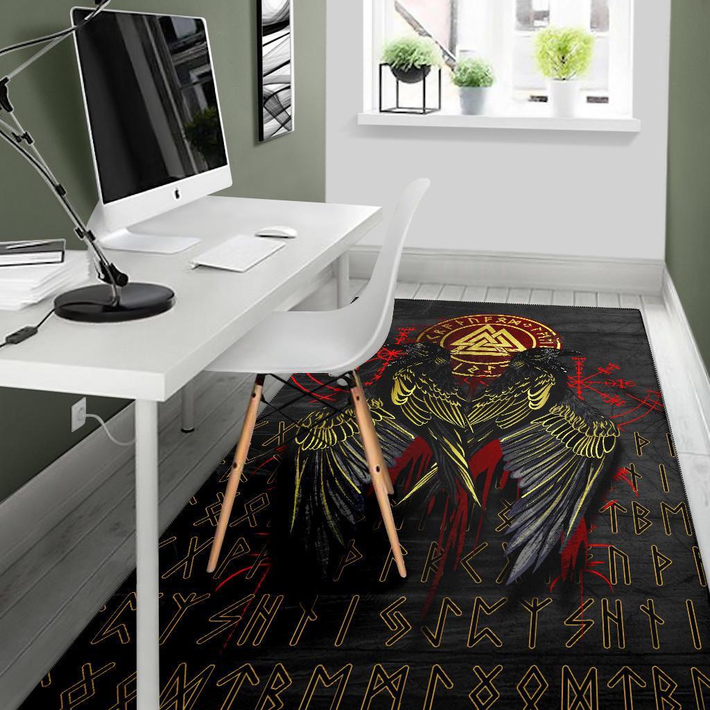 Viking Area Rug Vikings Valknut and Ravens Tattoo