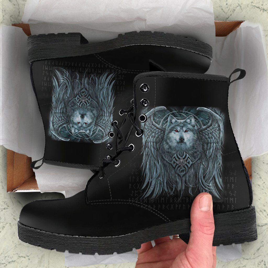 Viking Leather Boots Spiral Wolf Spirit