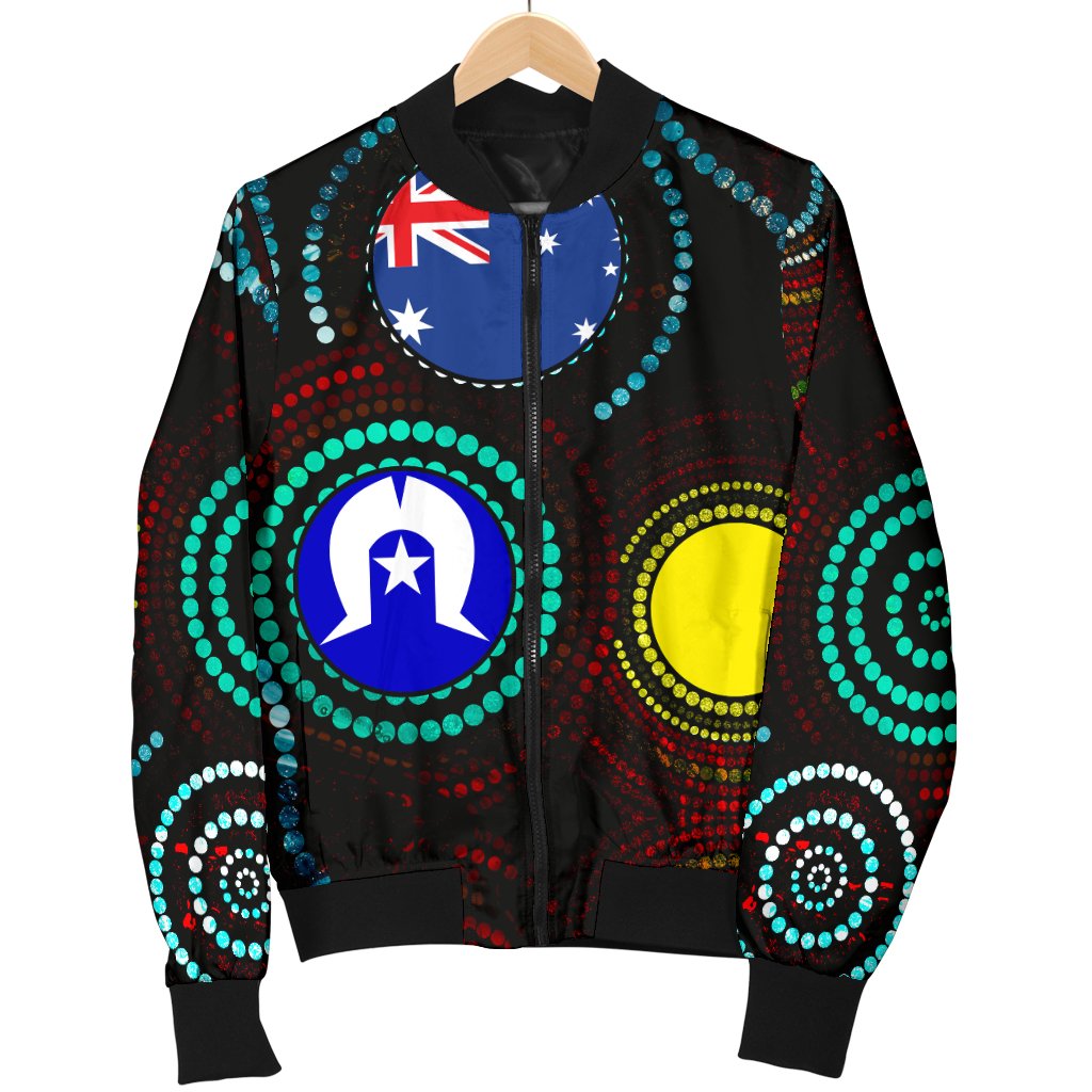 Men Bomber Jacket - Aboriginal Dot Painting & Flag
