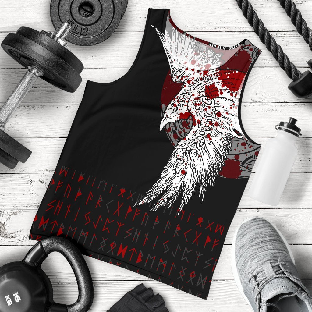 Custom Viking Men's Tank Top Mystical Raven Tattoo Blood