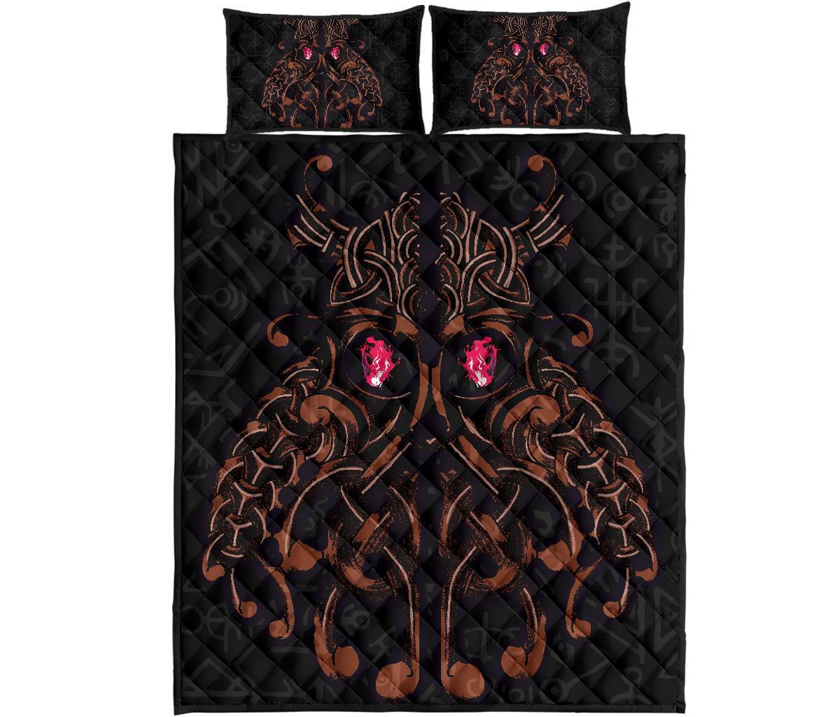 Viking Quilt Bedding Set Odin God Furthark Tattoo Special Ver01