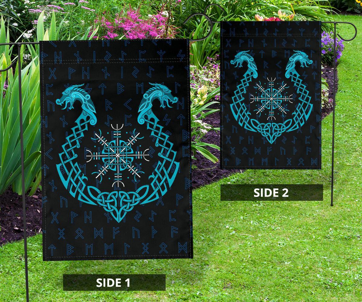 Viking Garden Flag Aegishjalmur Helm Of Awe Blue Edition