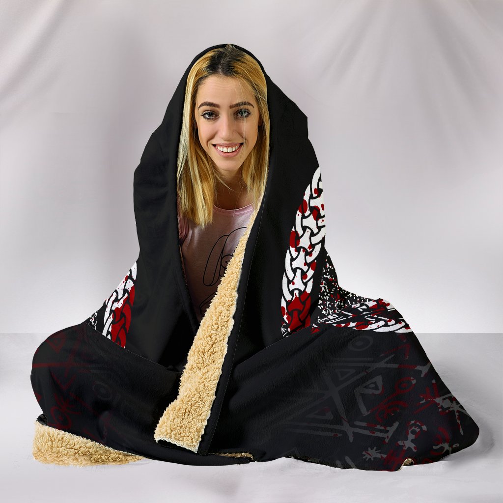 Viking Hooded Blanket Fierce Blood Wolf Symbol Of A Viking Nordic