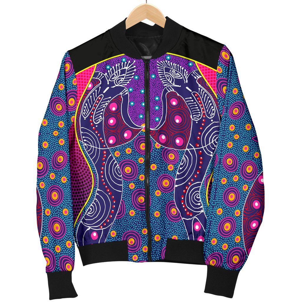 Men Bomber Jacket - Aboriginal Sublimation Dot Pattern Style (Violet)
