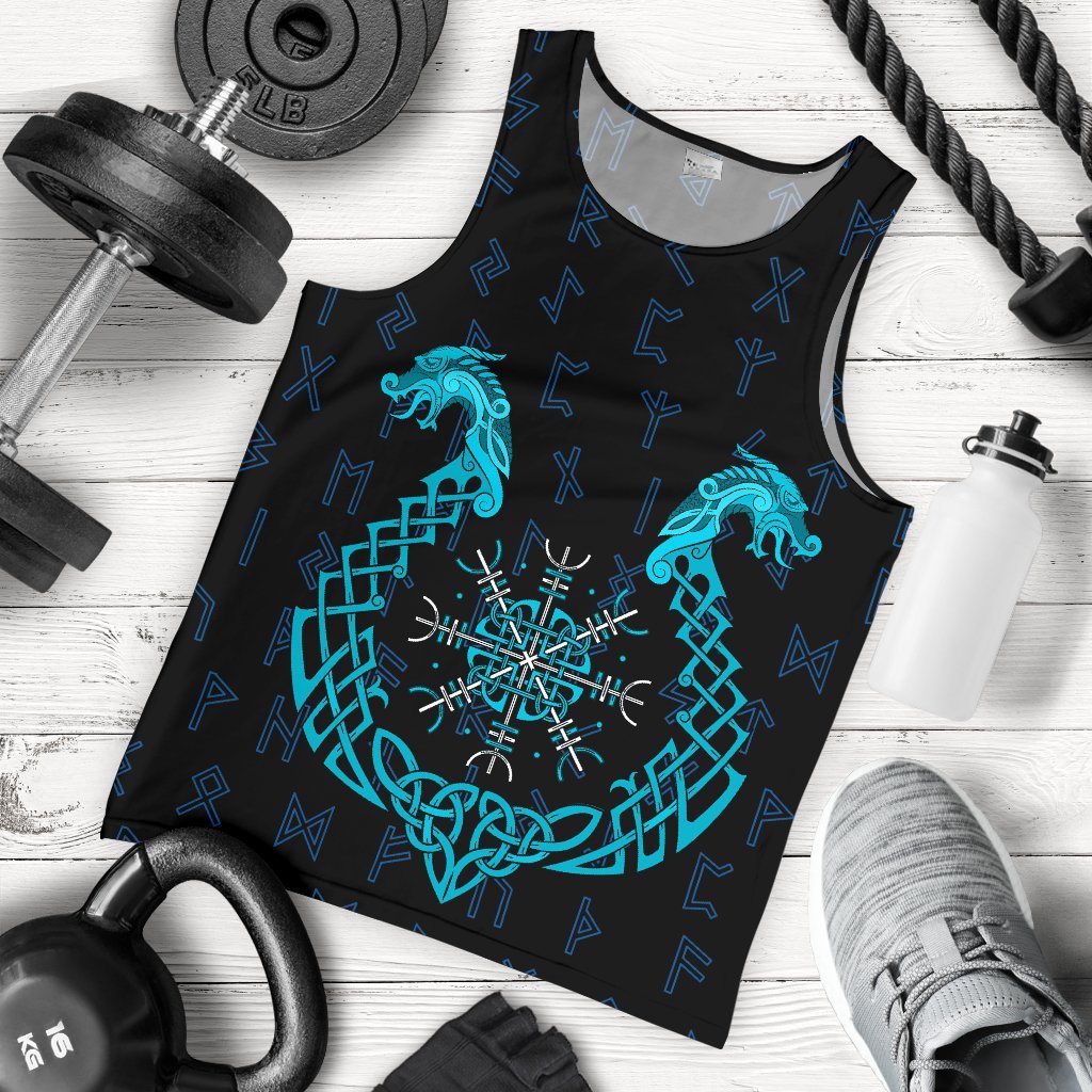 Viking Men's Tank Top Aegishjalmur Helm Of Awe Blue Edition