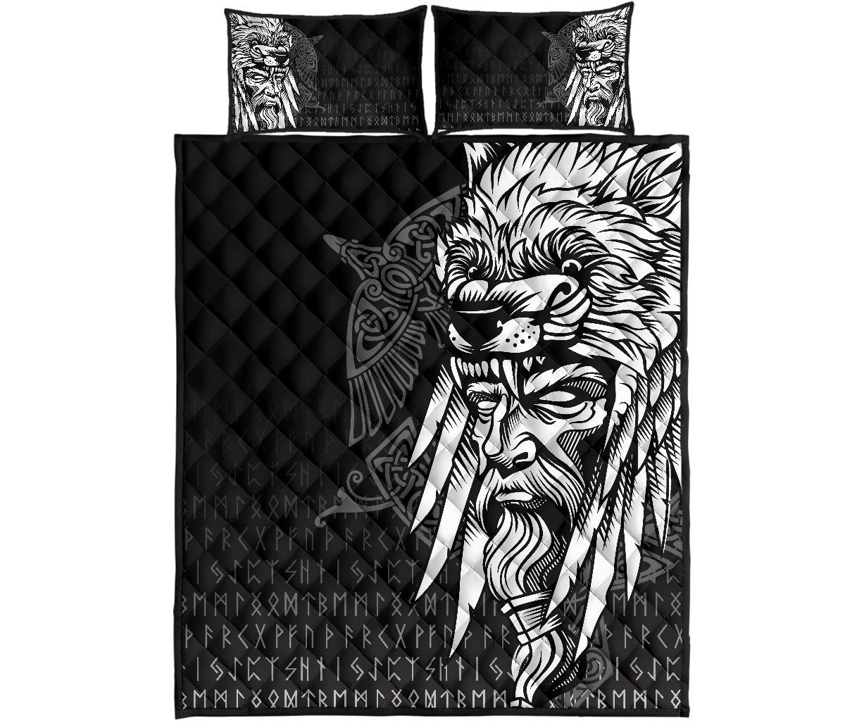 Viking Quilt Bedding Set Odin Raven and Fenrir on Hand