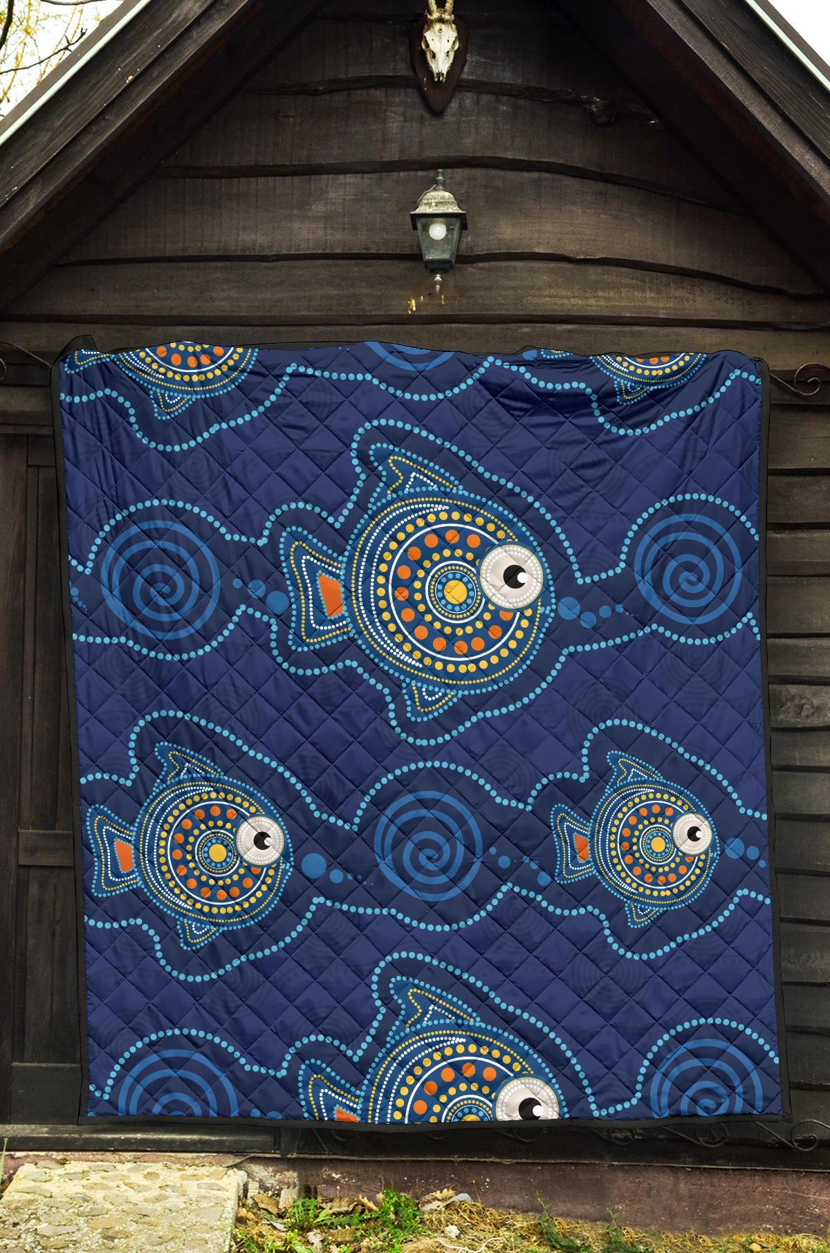 Aboriginal Premium Quilt - Indigenous Turtle Patterns