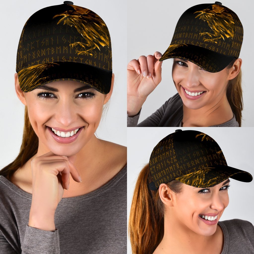 Viking Classic Cap The Raven Of Odin Rune Gold