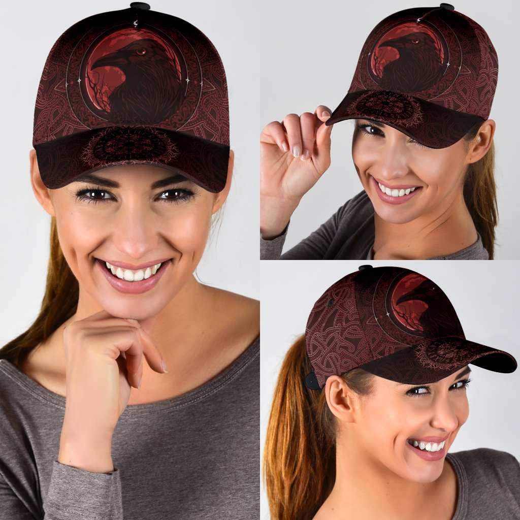 Viking Classic Cap Ethnic Odin Raven Red