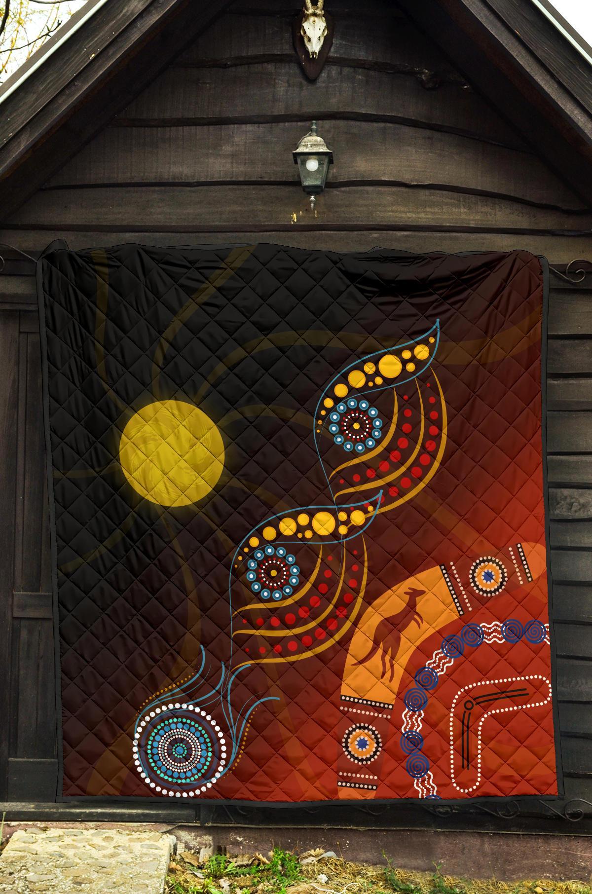 Aboriginal Premium Quilt - Flowers On The Land