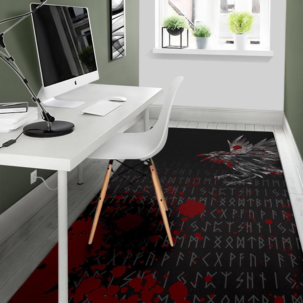 Viking Area Rug The Raven Of Odin Rune Blood