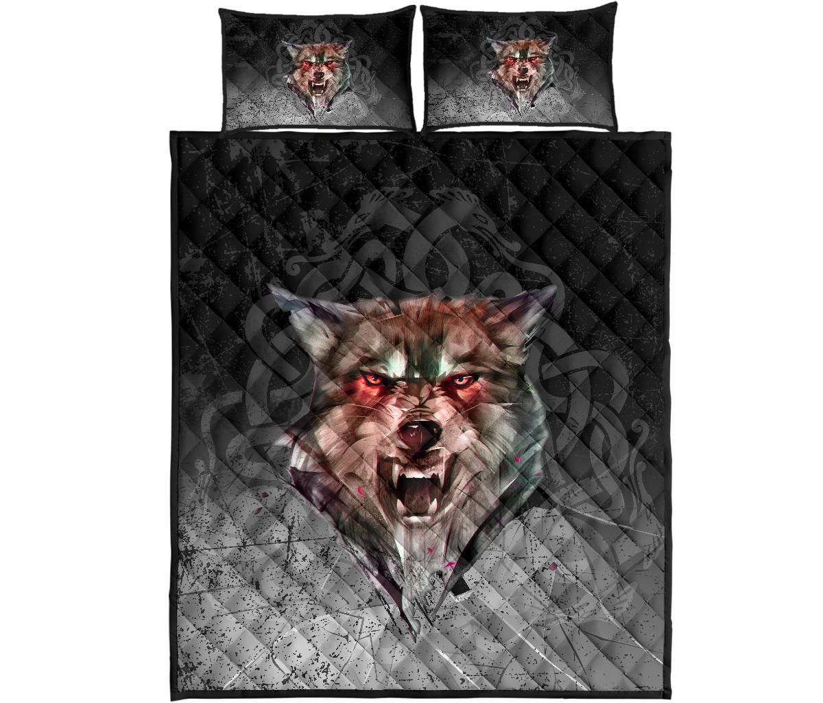 Viking Quilt Bedding Set Fenrir Norse Wolf