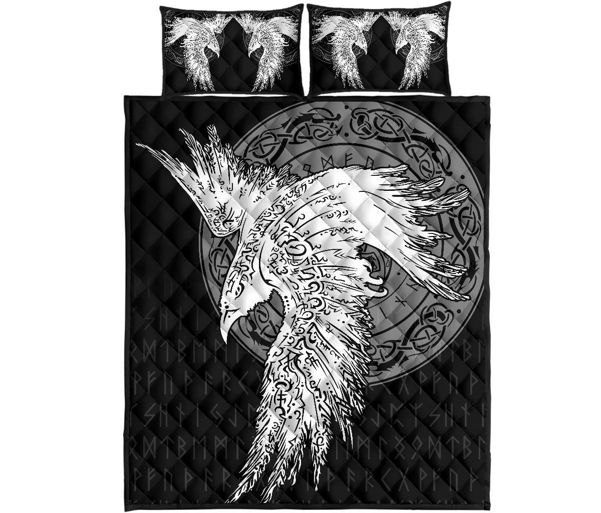 Viking Quilt Bedding Set Mystical Raven Tattoo Special