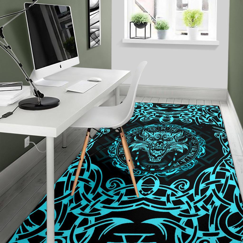 Viking Area Rug Fenrir Viking Cyan 3D