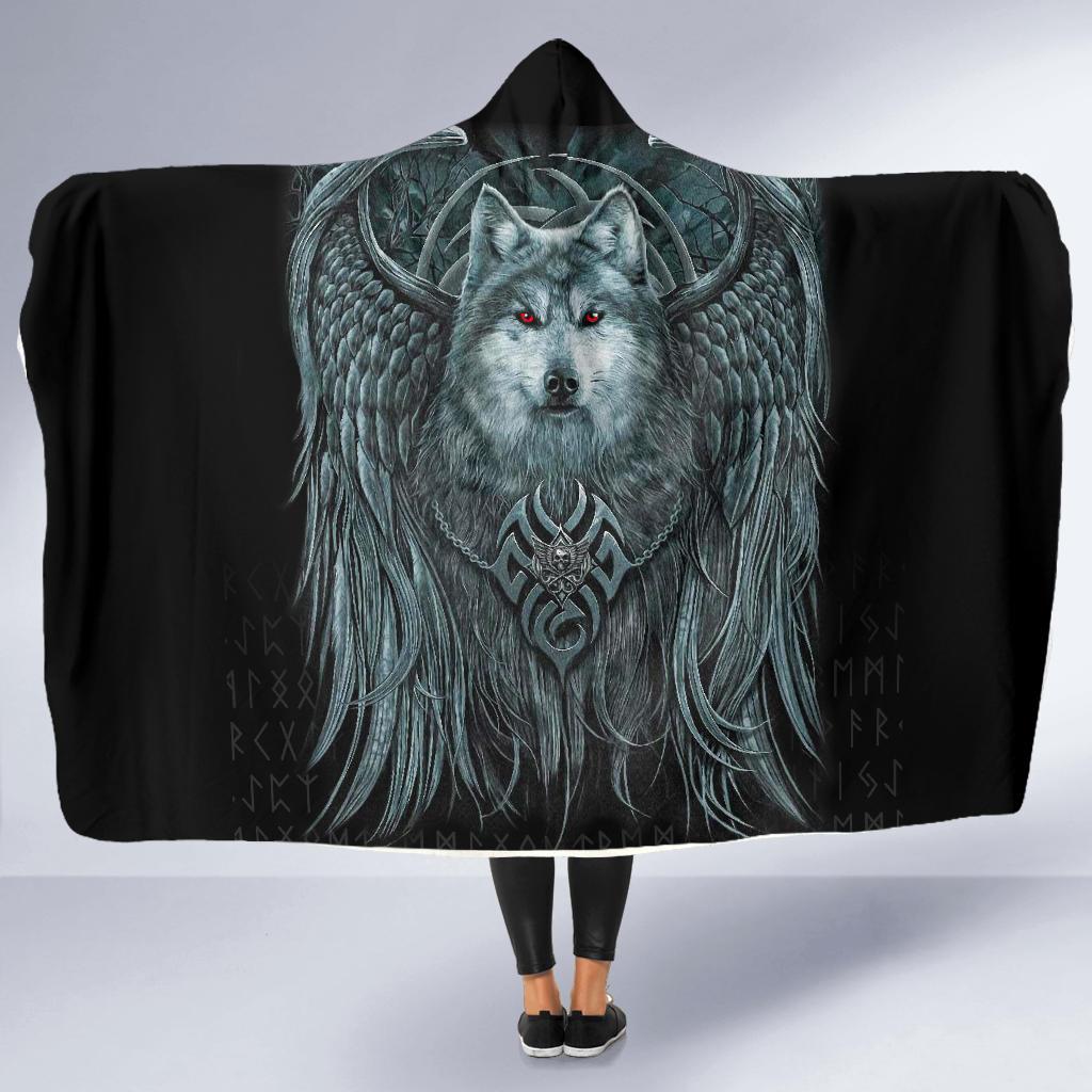 Viking Hooded Blanket Economy Spiral Wolf Spirit