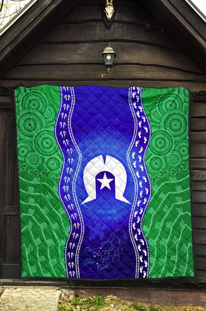 Torres Strait Islanders Premium Quilt - Torres Symbol With Aboriginal ...