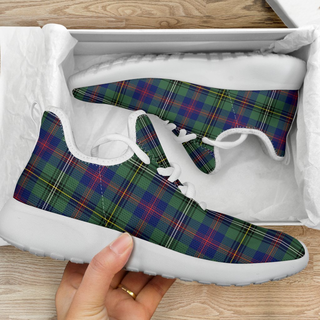 Wood Modern Tartan Plaid Mesh Knit Sneakers