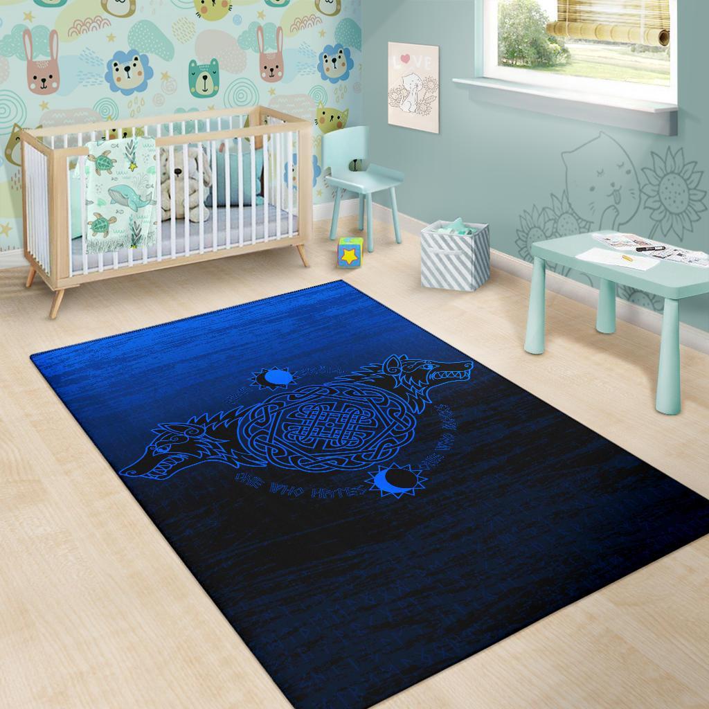 Viking Area Rug Skoll And Hati Blue