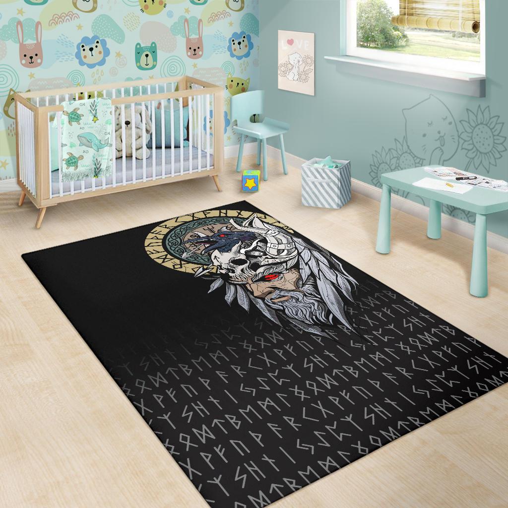 Viking Area Rug Odin Raven