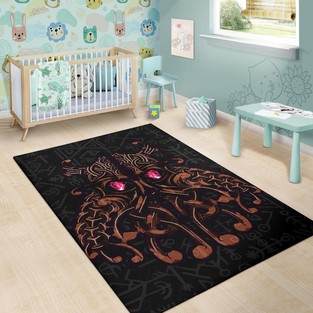 Viking Area Rug Odin God Furthark Tattoo Special Ver02