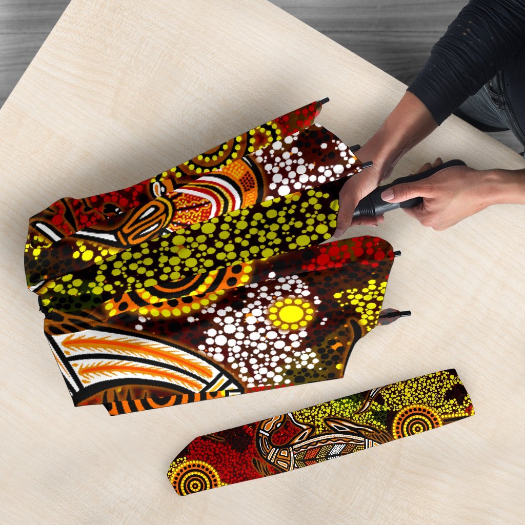 Aboriginal Umbrellas - Kangaroo and Lizard Dot Painting Art