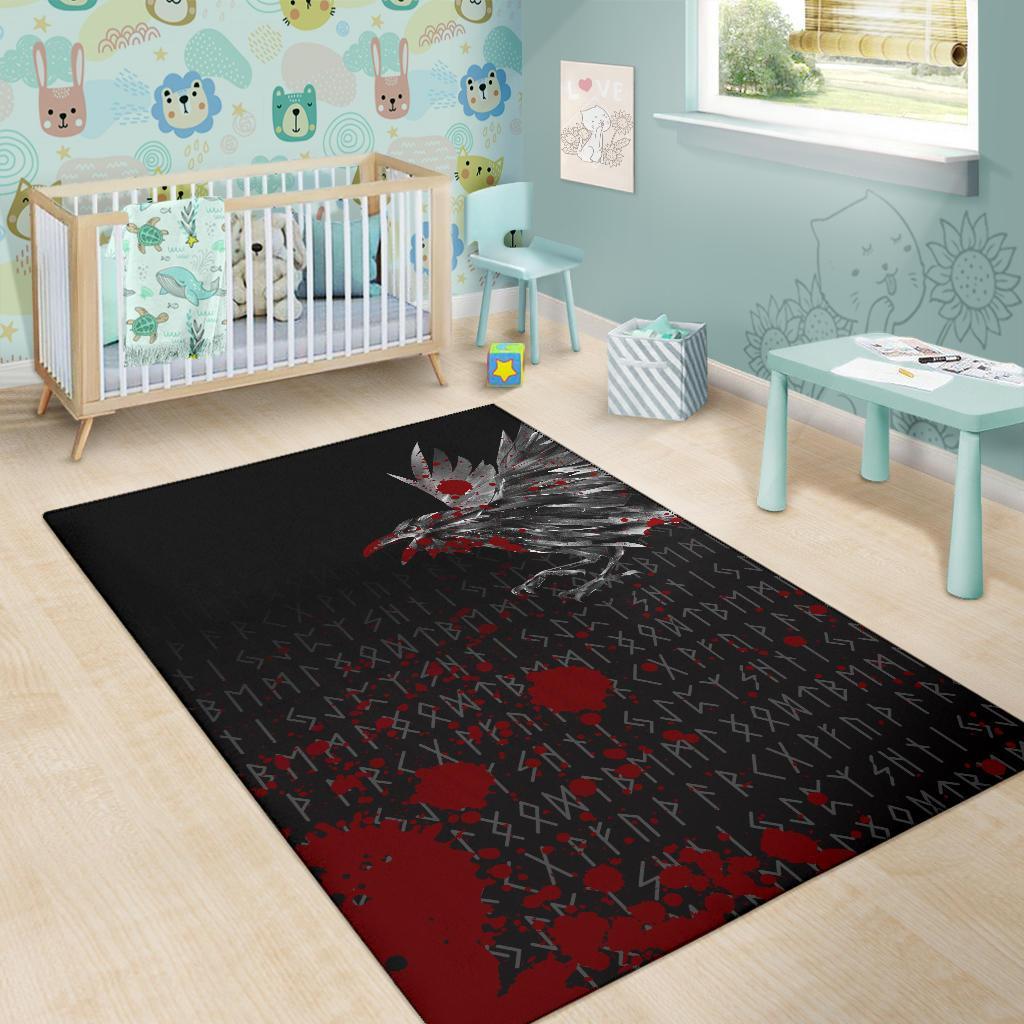 Viking Area Rug The Raven Of Odin Rune Blood