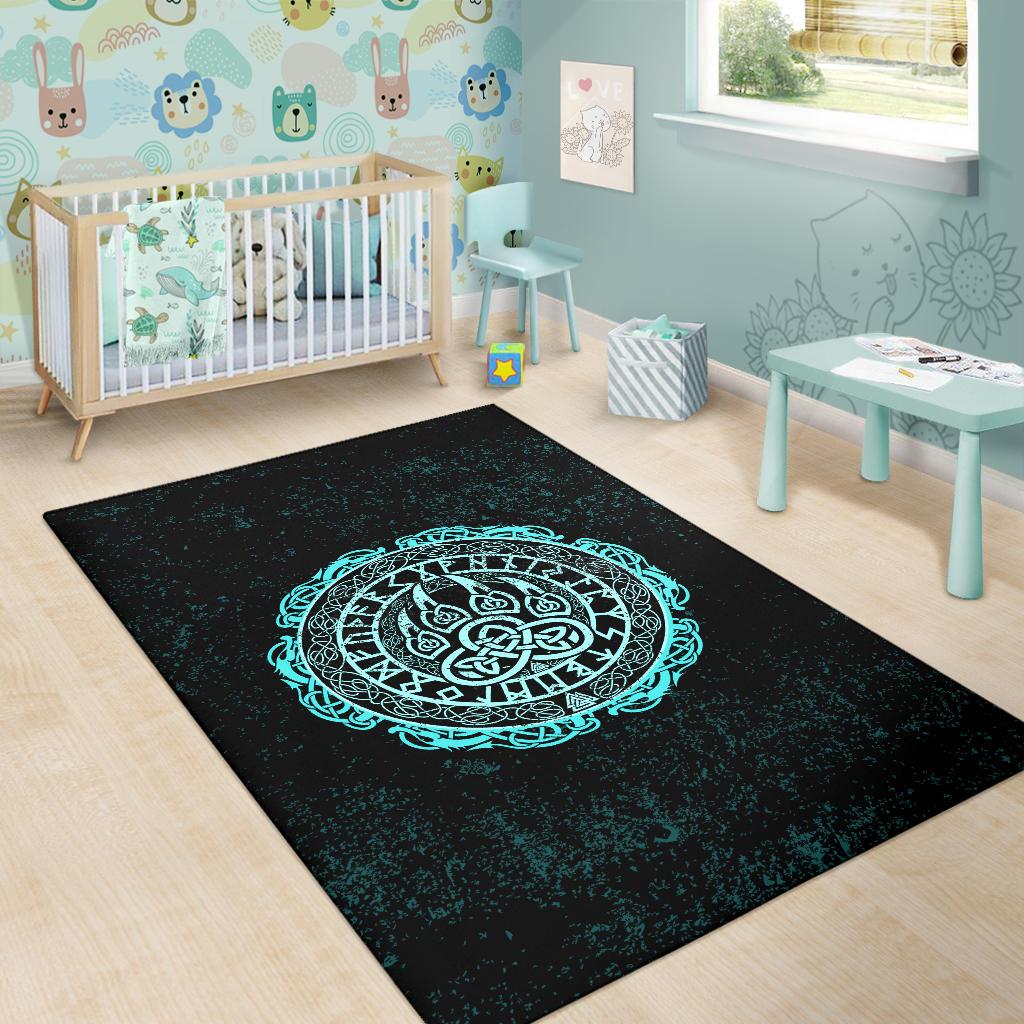 Viking Area Rug Viking Bear Claws Cyan Tattoo