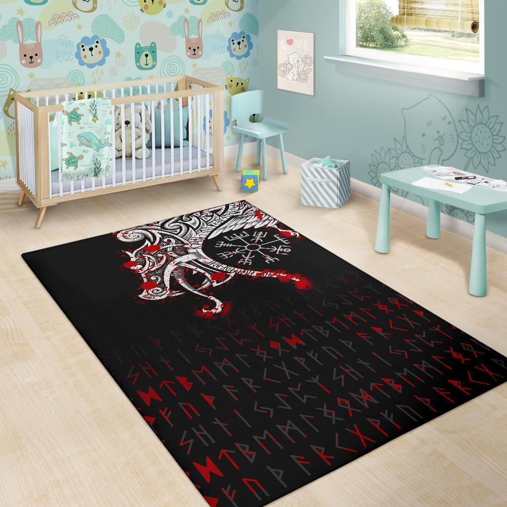 Viking Area Rug Dragon and Vegvisir Blood Tattoo