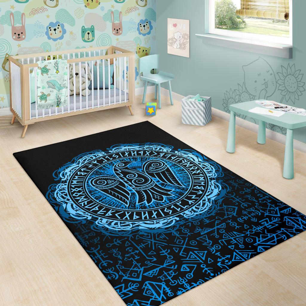 Viking Area Rug Raven Celtic Cyan