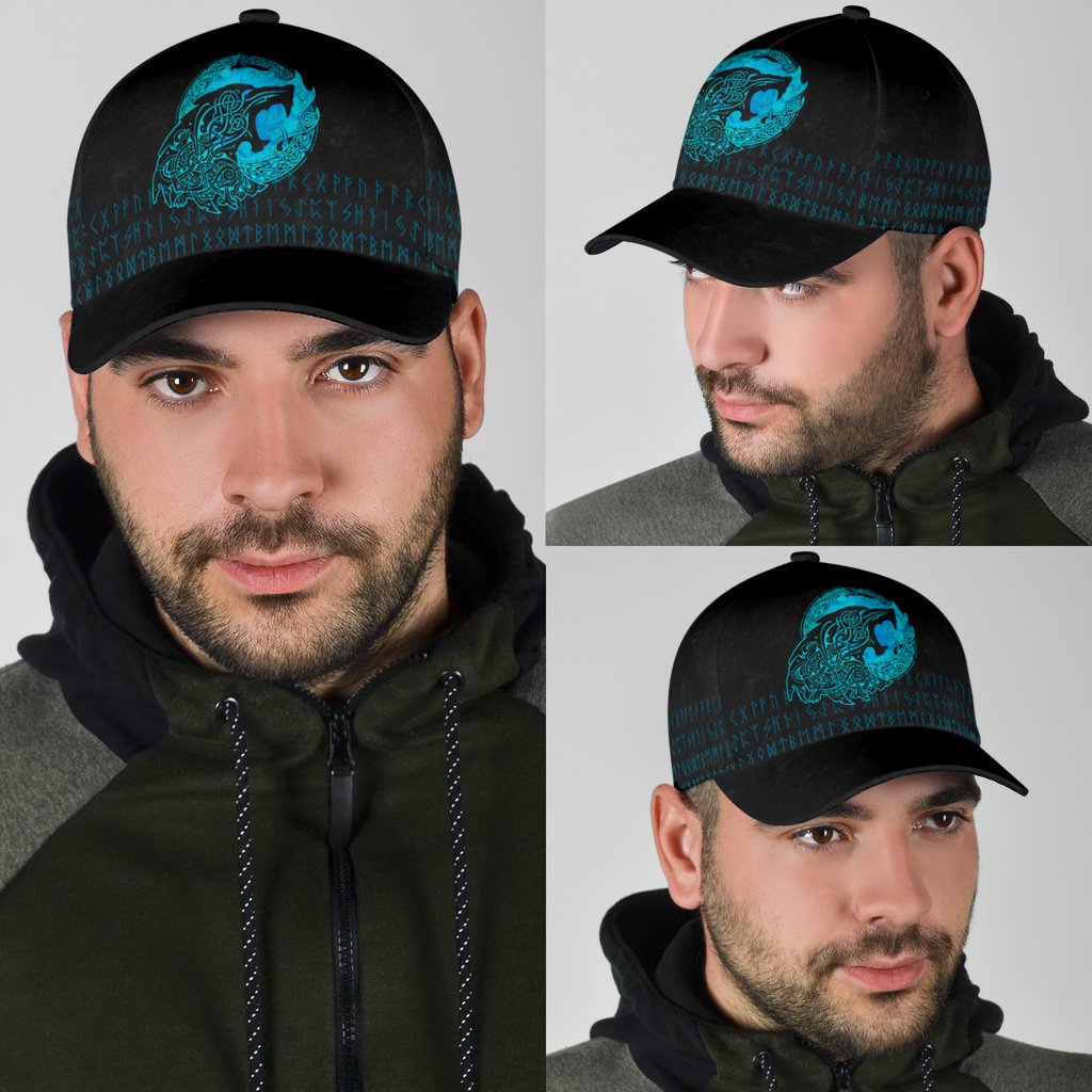 Viking Style Classic Cap - Fenrir Wolf Cyan