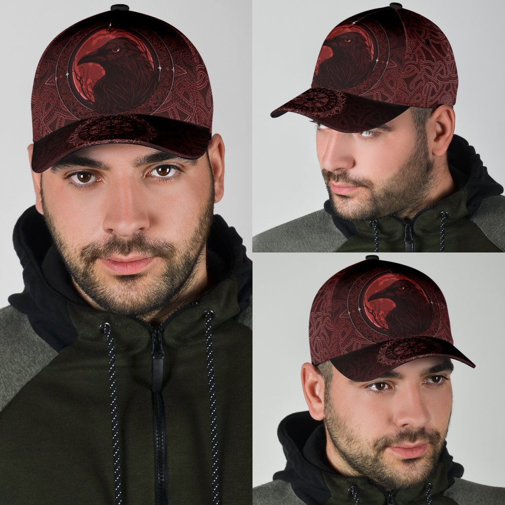 Viking Classic Cap Ethnic Odin Raven Red