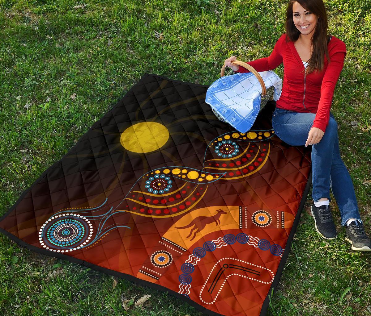 Aboriginal Premium Quilt - Flowers On The Land