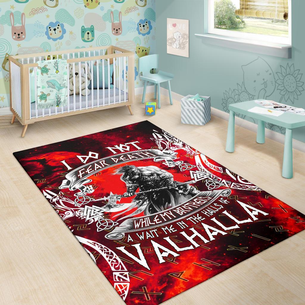 Viking Area Rug I Do Not Fear Death While My Brothers Await Me In The Halls of Valhalla