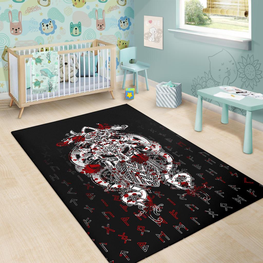 Viking Area Rug Tyr Tattoo Blood