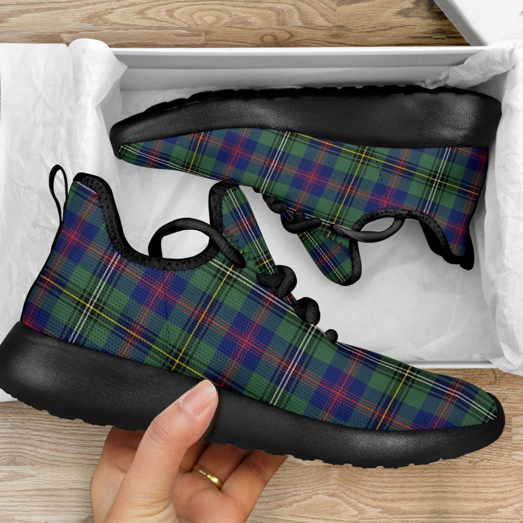 Wood Modern Tartan Plaid Mesh Knit Sneakers