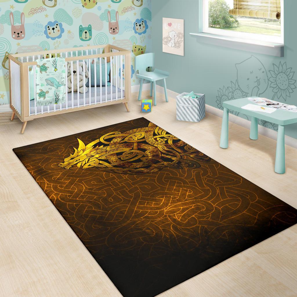 Viking Area Rug Celtic Dragon Tattoo