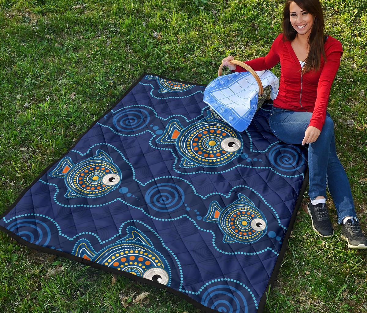 Aboriginal Premium Quilt - Indigenous Turtle Patterns