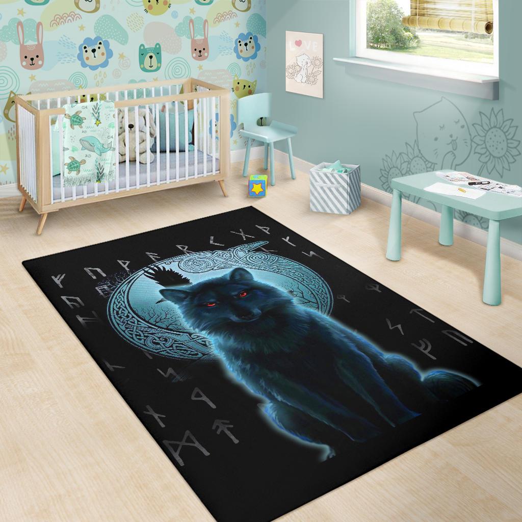 Viking Area Rug Fenrir Viking Wolf And Moon