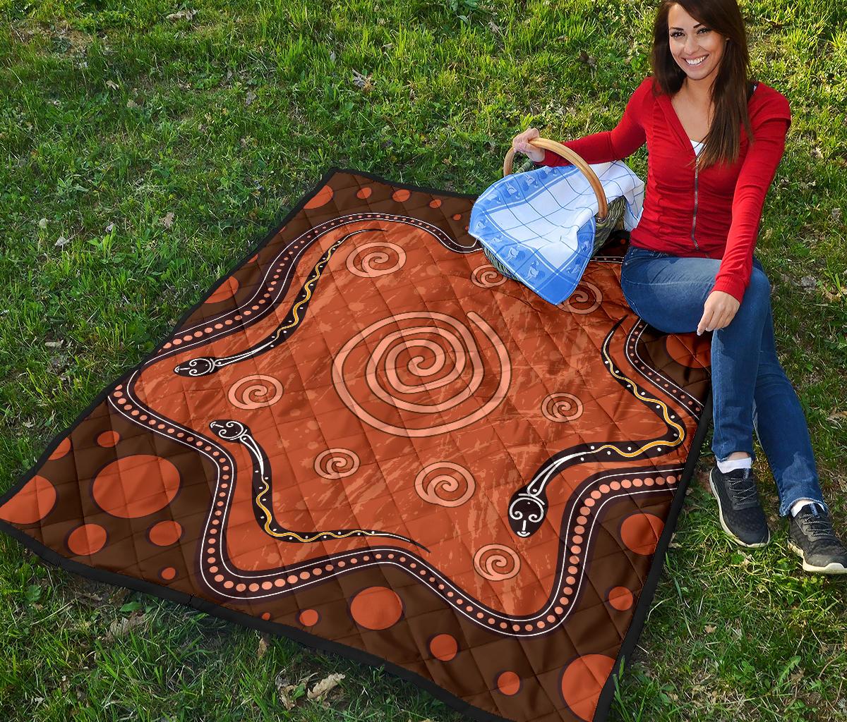 Aboriginal Premium Quilt - Australia Snake Aboriginal