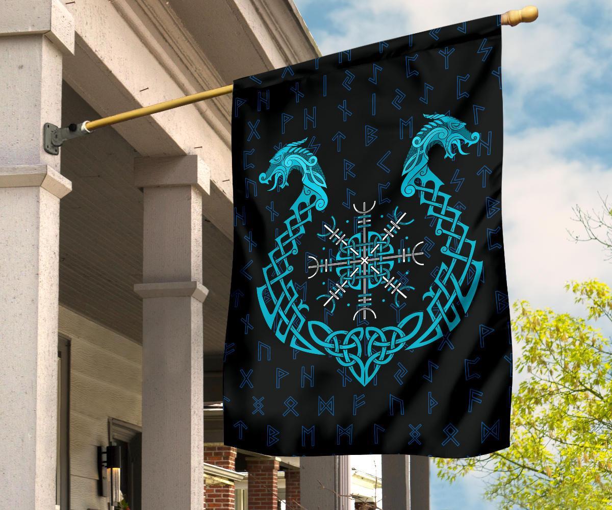 Viking Garden Flag Aegishjalmur Helm Of Awe Blue Edition Style